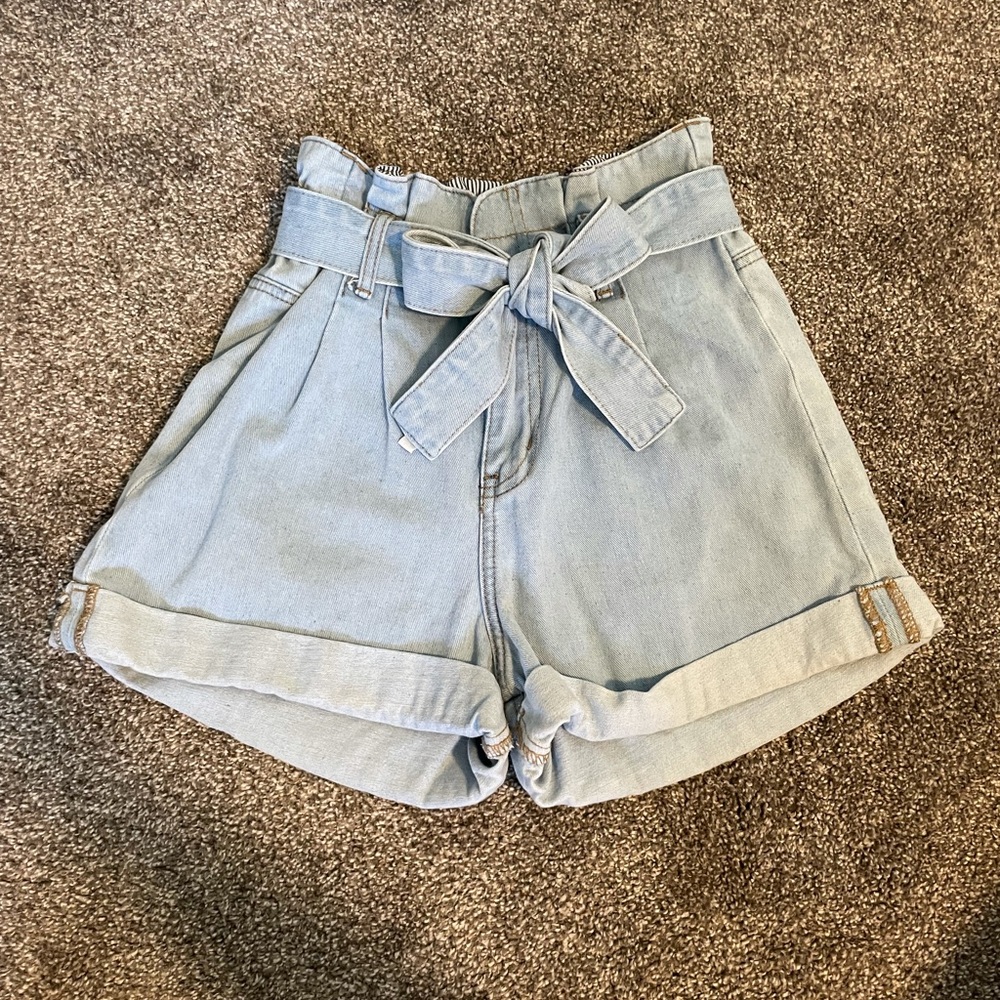 Dex cinched high waisted tie bow shorts